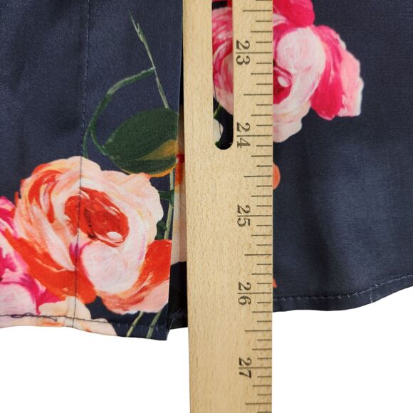 ALEXIA ADMOR Shirt Womens 8 Blue Cassidy Floral Button Long Sleeve Blouse Top - Picture 7 of 13